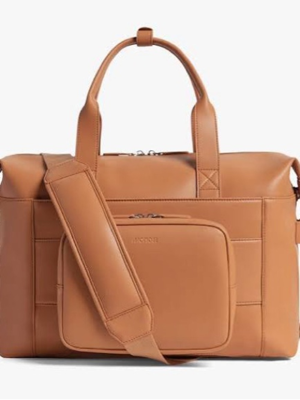 Monos Metro Duffel Bag Vegan Leather Saddle Tan w/ Dust Bag & Detachable Kit